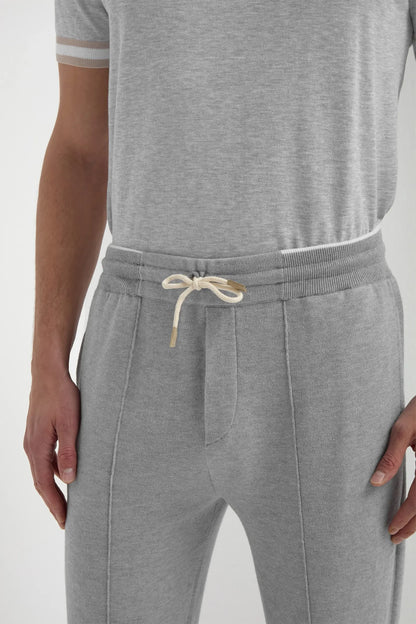 Sky grey cashmere blend jogger pants - Made in Italy