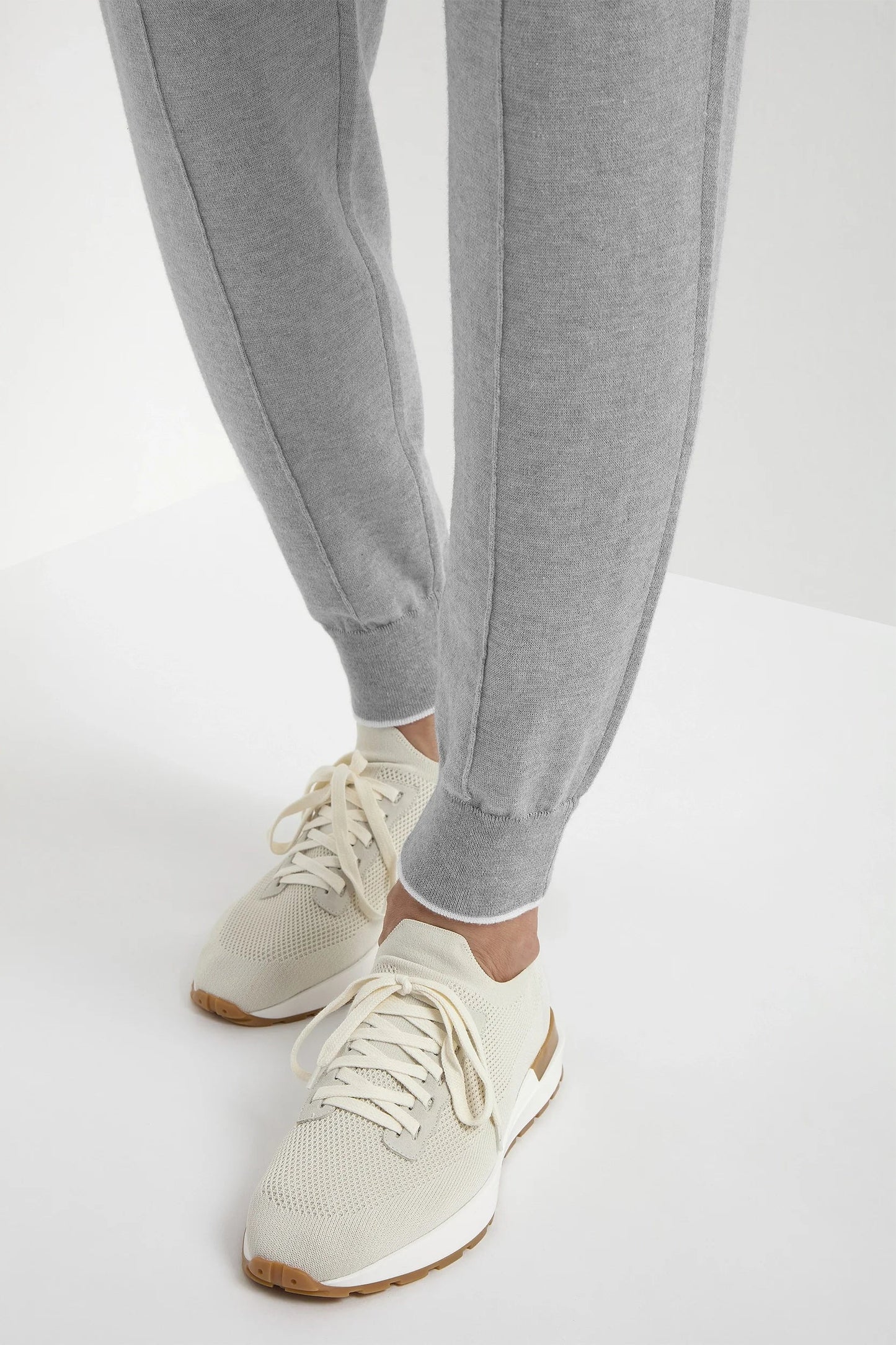 Sky grey cashmere blend jogger pants - Made in Italy