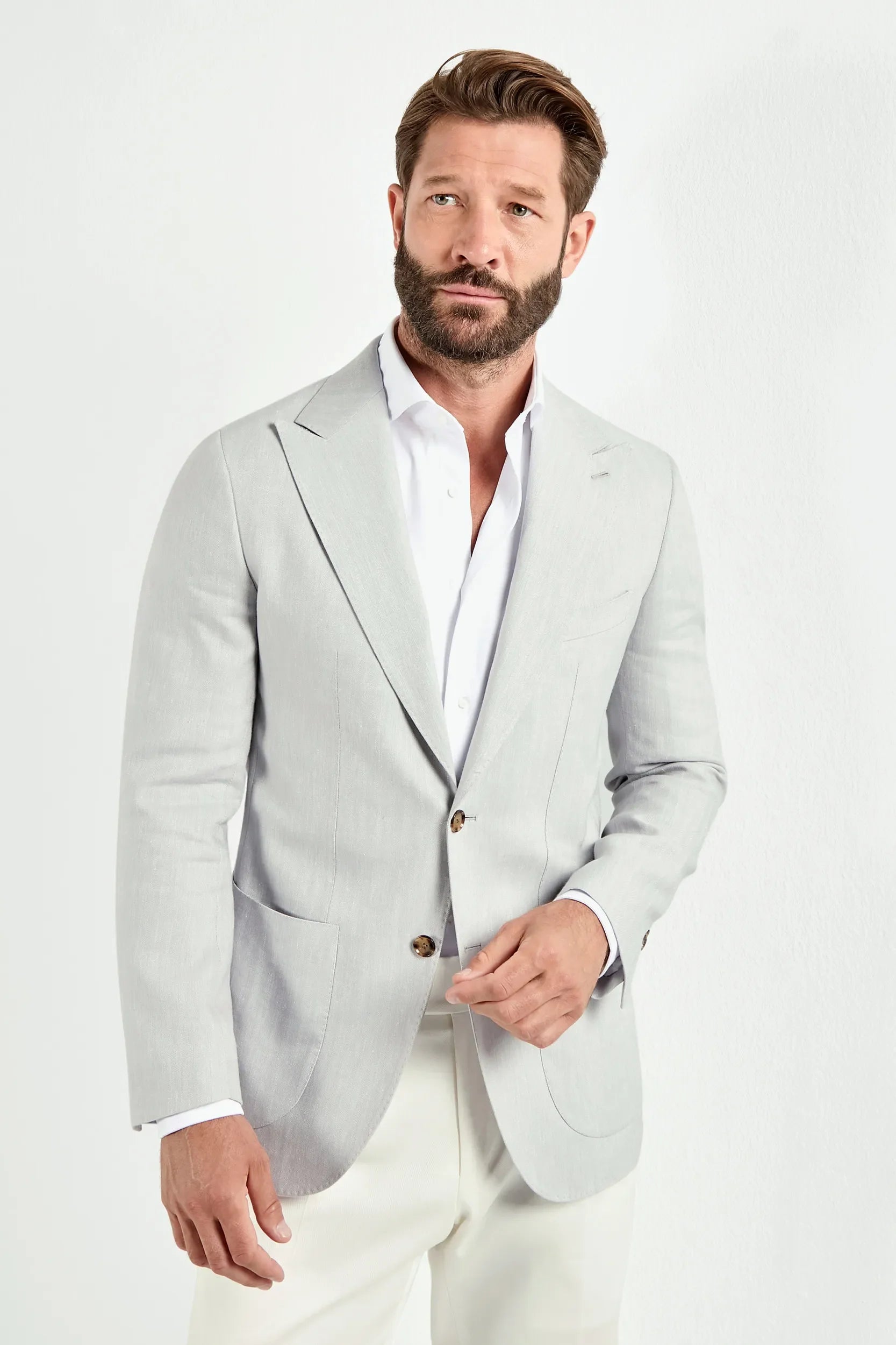 Sky grey herringbone jacket - Made in Italy