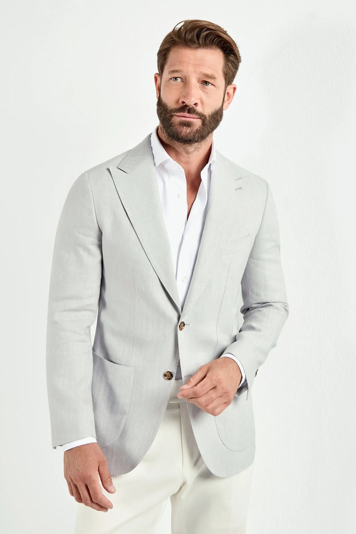 Sky grey herringbone jacket - Made in Italy
