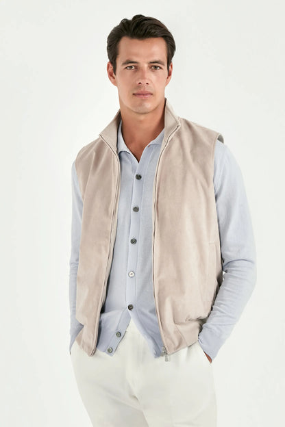 Stone alcantara vest - Made in Italy
