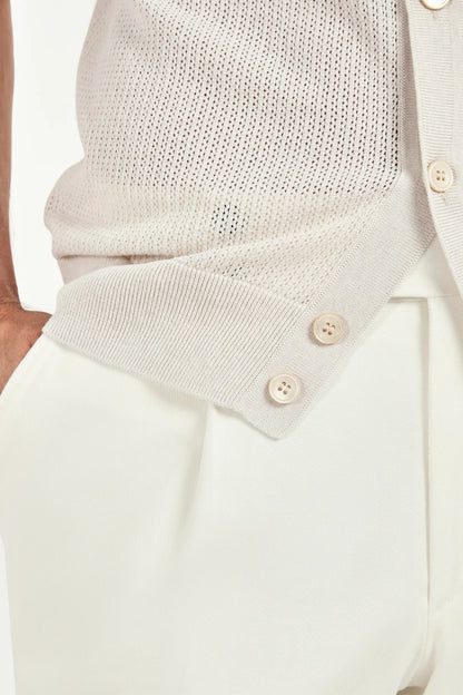 Stone knitted polo cardigan - Made in Italy