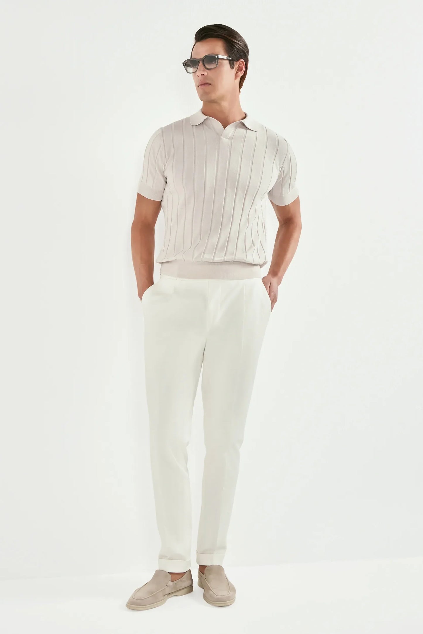 Stone ribbed polo - Made in Italy