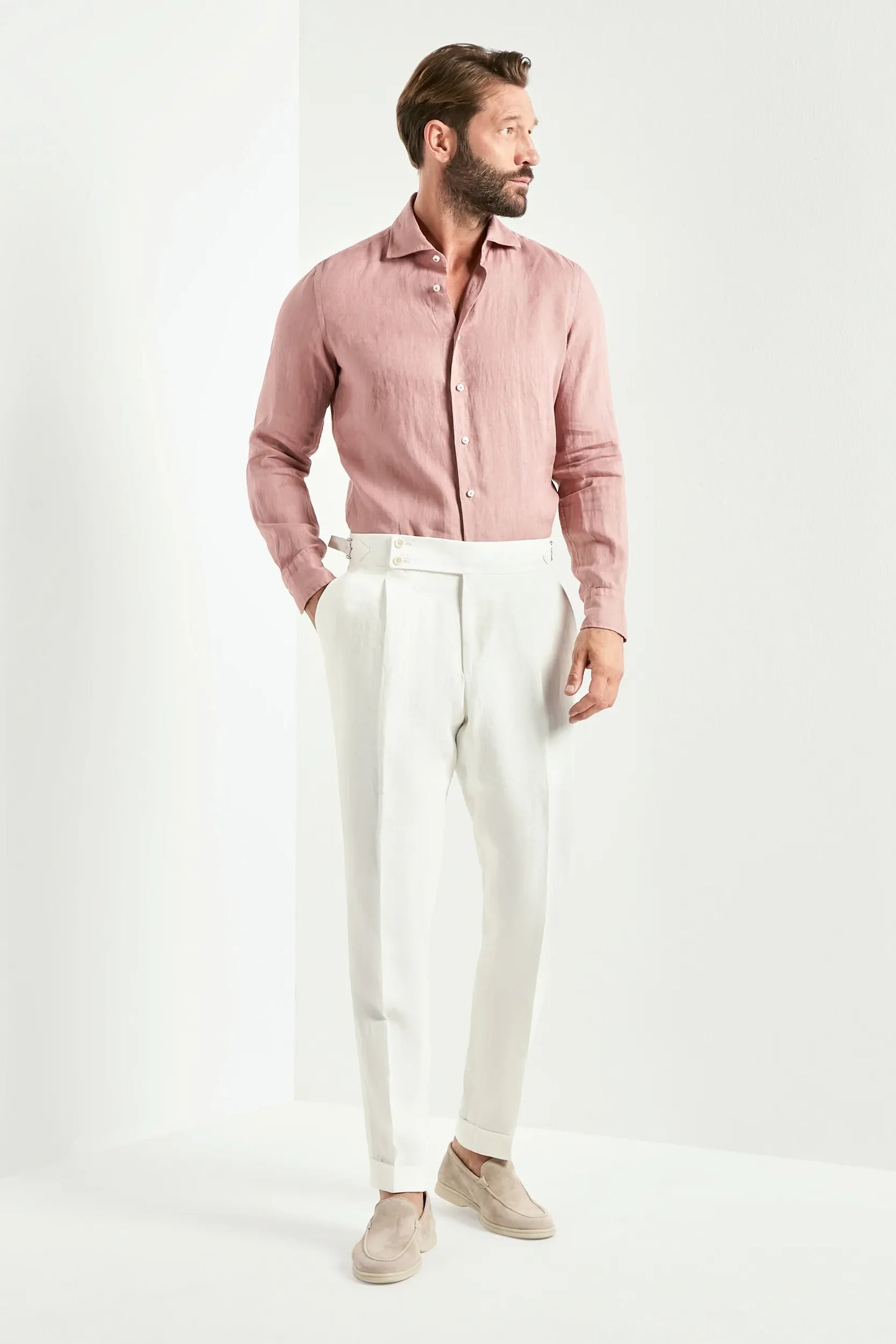 White linen Soragna trousers - Made in Italy