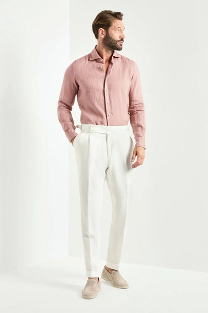 White linen Soragna trousers - Made in Italy
