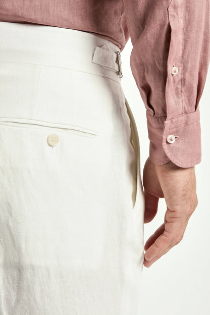 White linen Soragna trousers - Made in Italy