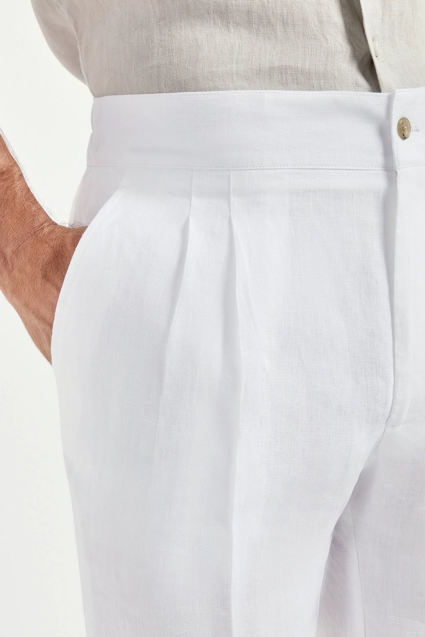 White linen relaxed shorts - Made in  Italy
