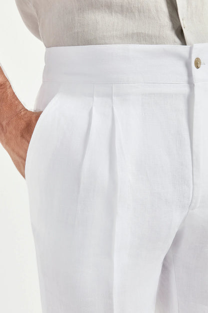 White linen relaxed shorts - Made in  Italy