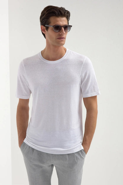 White linen t-shirt - Made in Italy