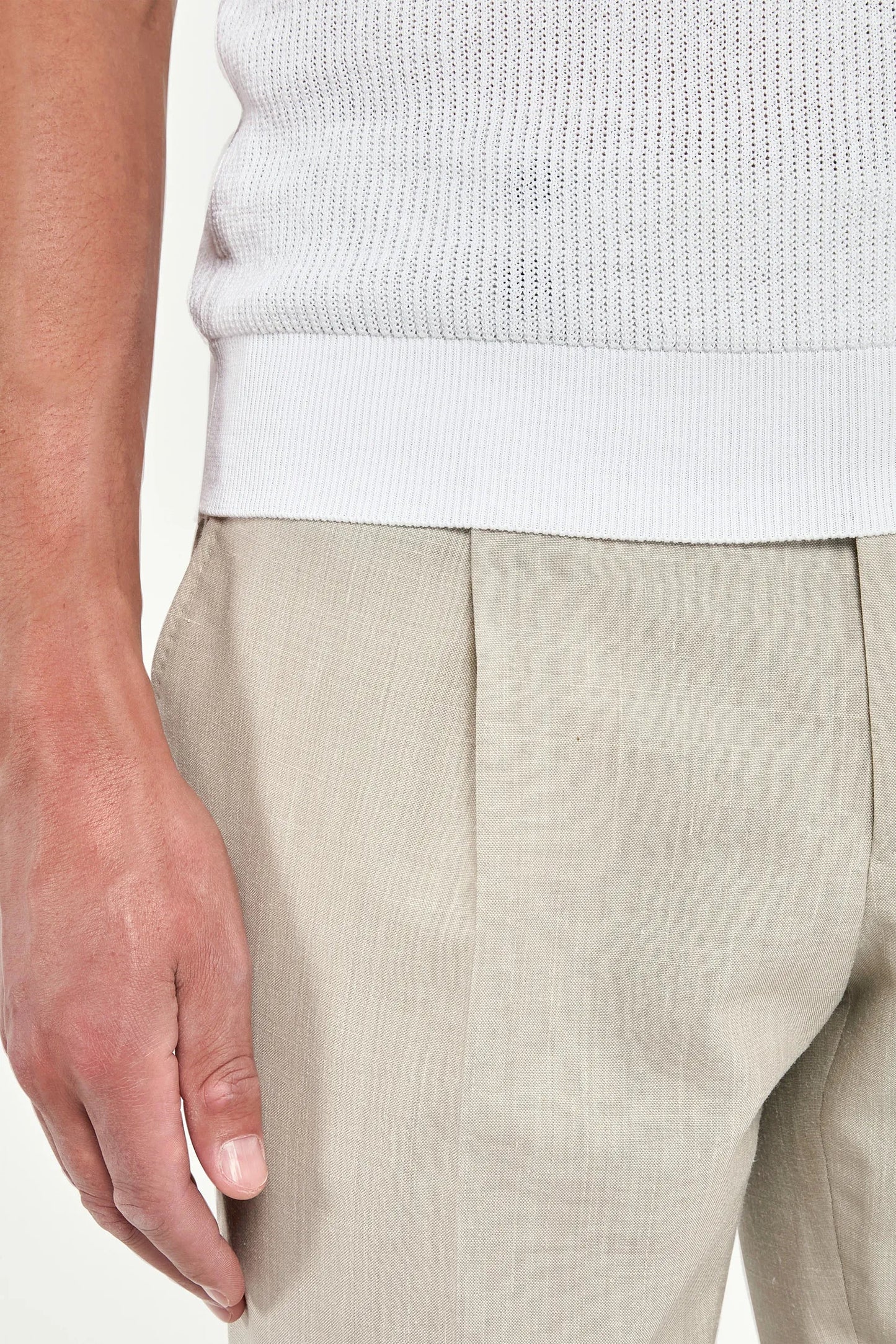 White ribbed zipped polo - Made in Italy