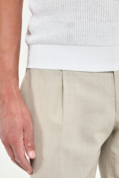 White ribbed zipped polo - Made in Italy