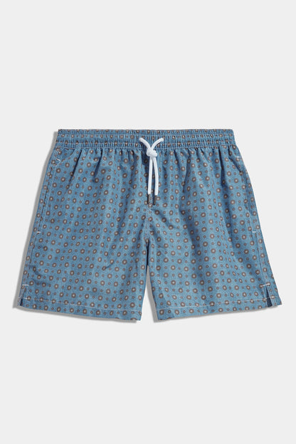 Avio blue fancy swimshorts - Made in Italy