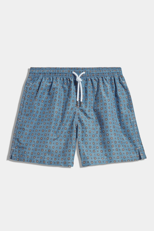 Avio blue fancy swimshorts - Made in Italy