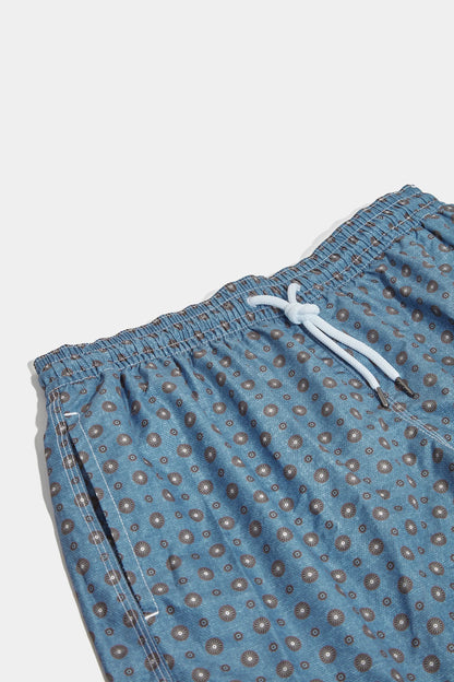 Avio blue fancy swimshorts - Made in Italy