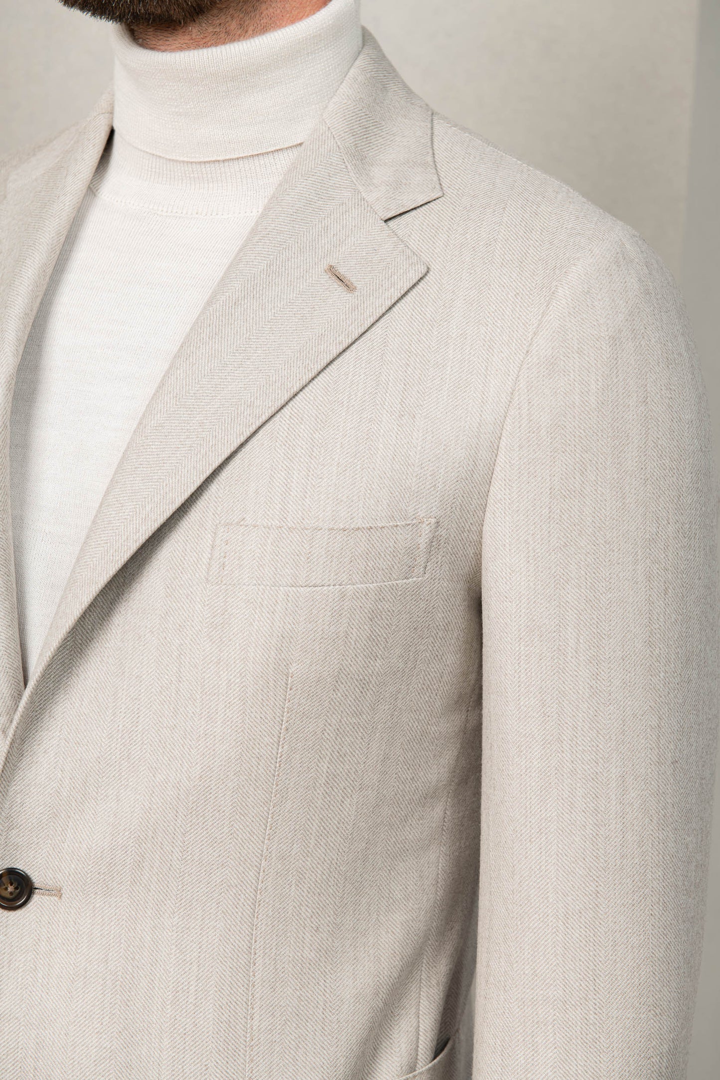 Beige herringbone suit - Made in Italy