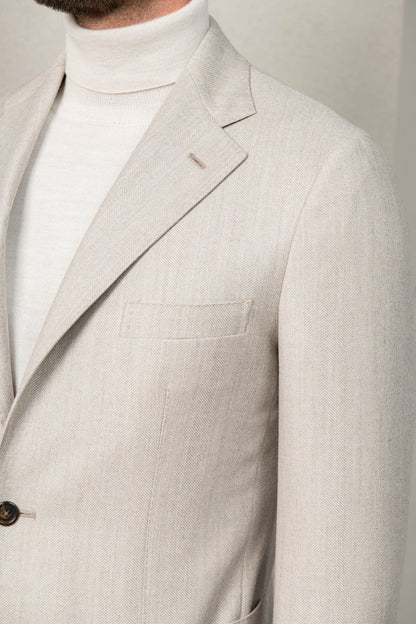 Beige herringbone suit - Made in Italy