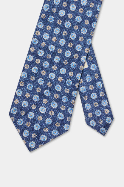 Blue fancy silk tie - Made in Italy