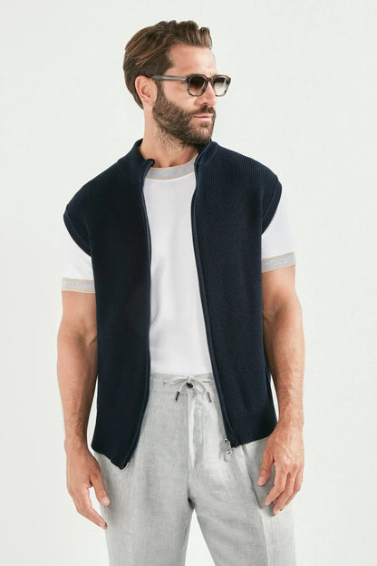 Blue knitted vest - Made in Italy