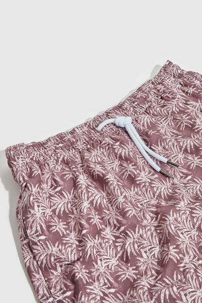 Burgundy palm swimshorts - Made in Italy