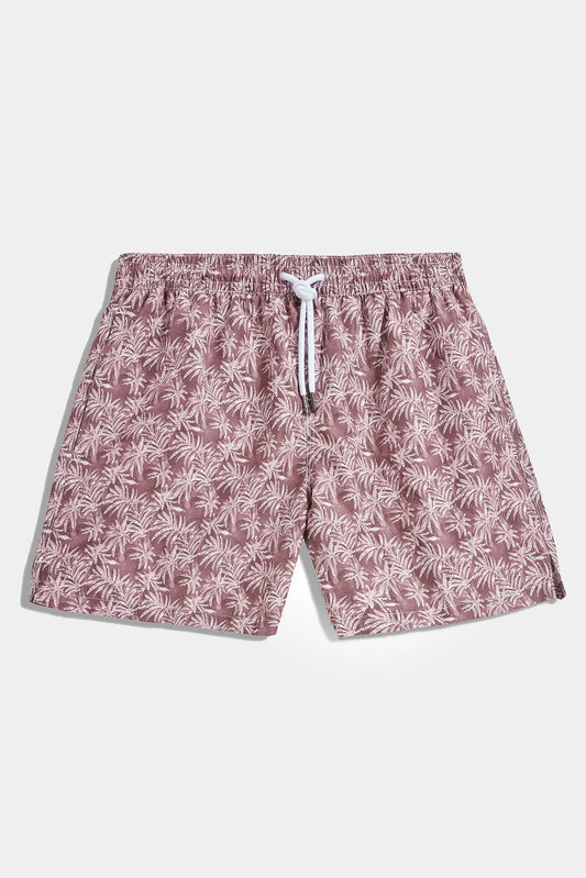 Burgundy palm swimshorts - Made in Italy