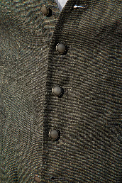 Green linen waistcoat - Made in Italy