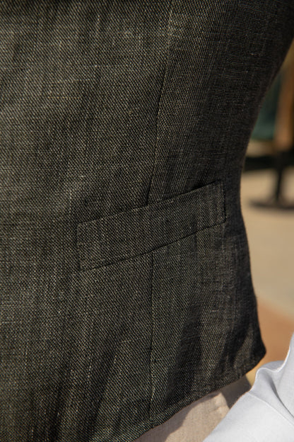 Green linen waistcoat - Made in Italy