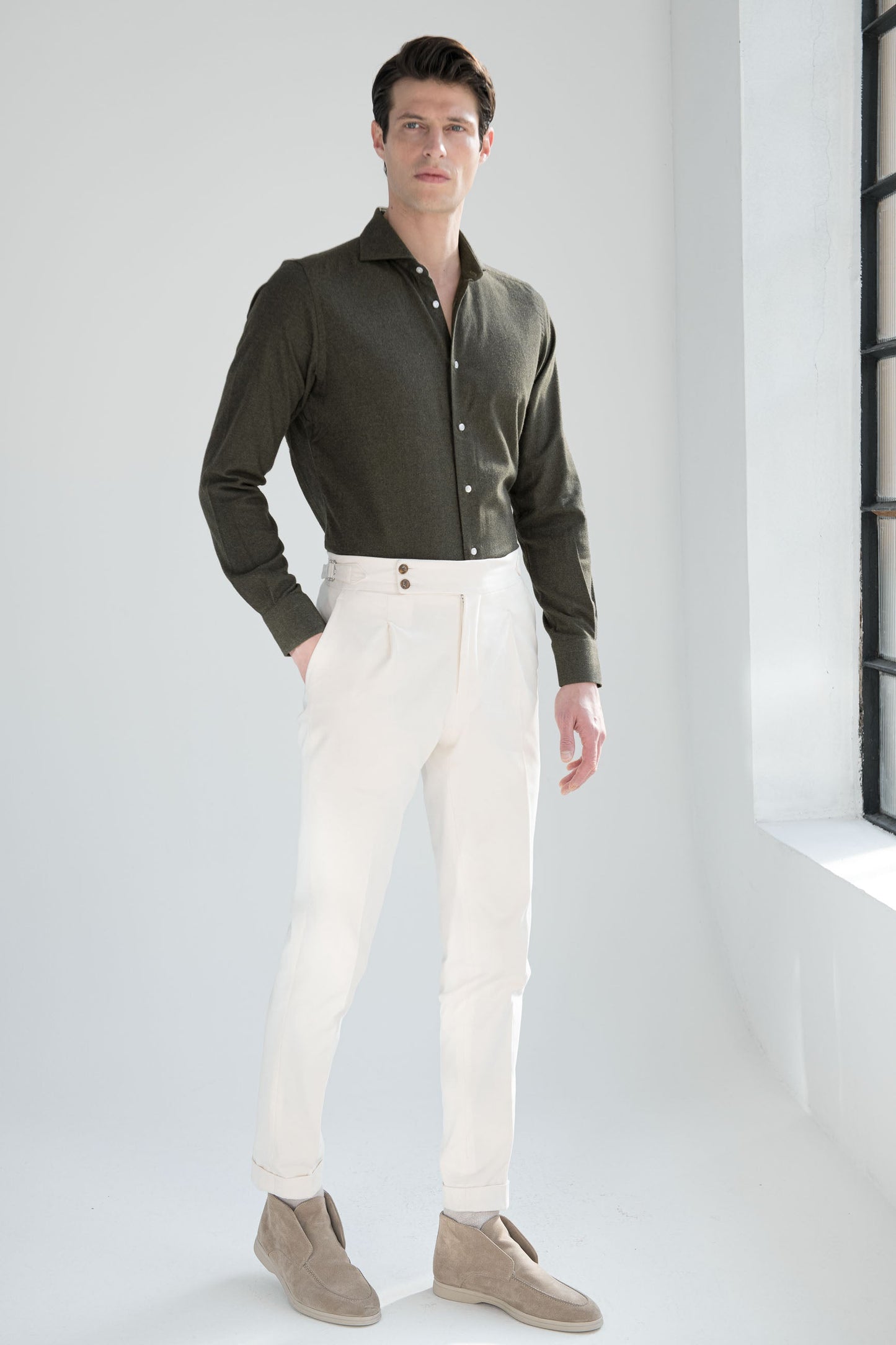 Green Shirt - Flannel Touch - Made in Italy