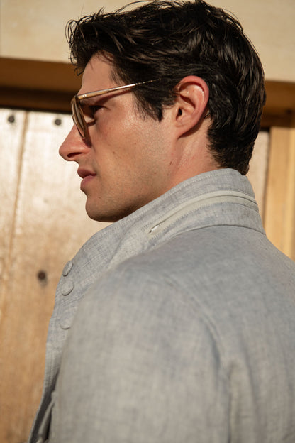 Chalk grey linen field jacket – Made in Italy
