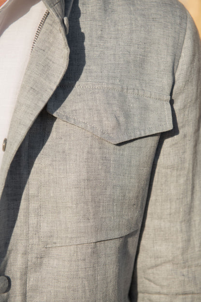 Chalk grey linen field jacket – Made in Italy