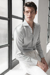 Grey brushed cotton shirt - Made In Italy