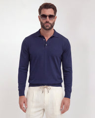 Blue long sleeve polo - Made in Italy