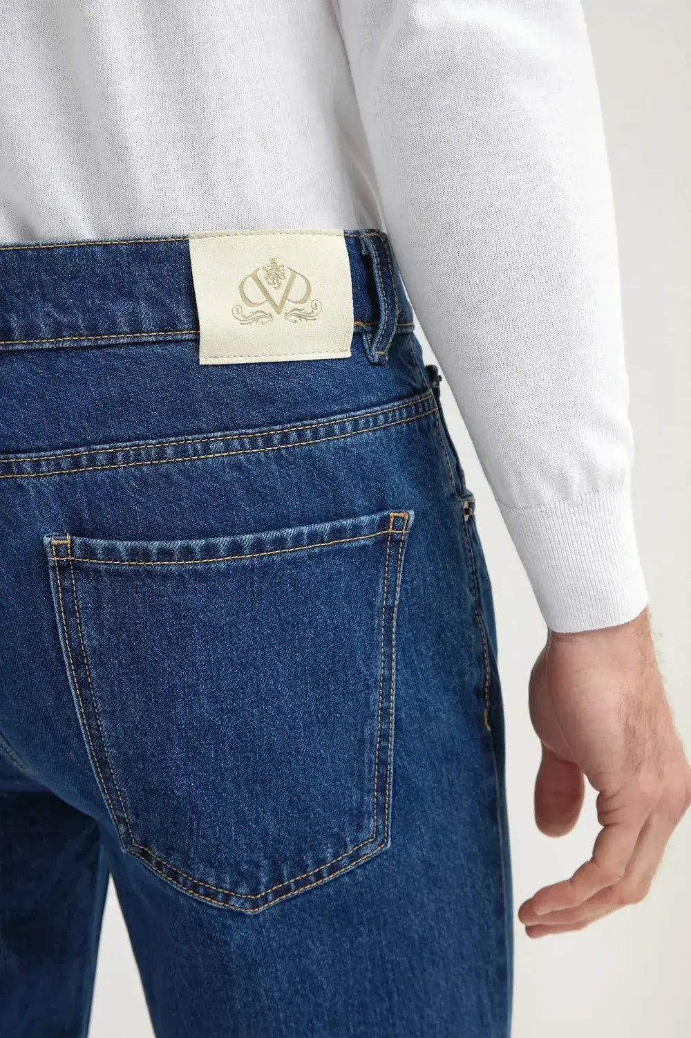 Mid-blue straight jeans - Candiani cotton - Made in Italy