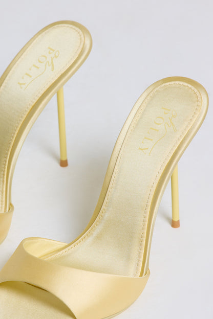 Heeled Mule Sandal in Butter Yellow