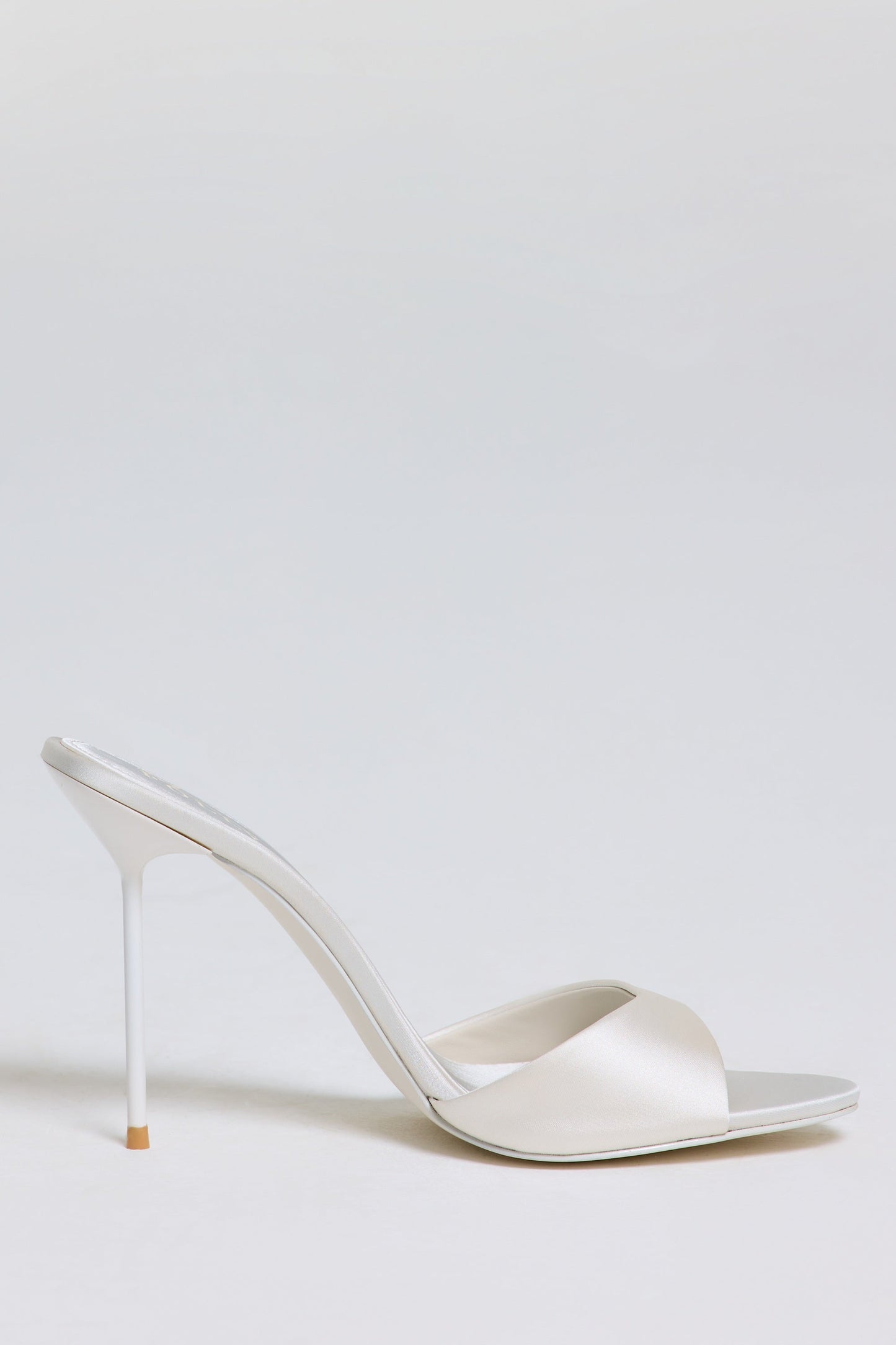 Heeled Mule Sandal in Pearl White