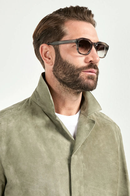 Sage suede jacket - Made in Italy