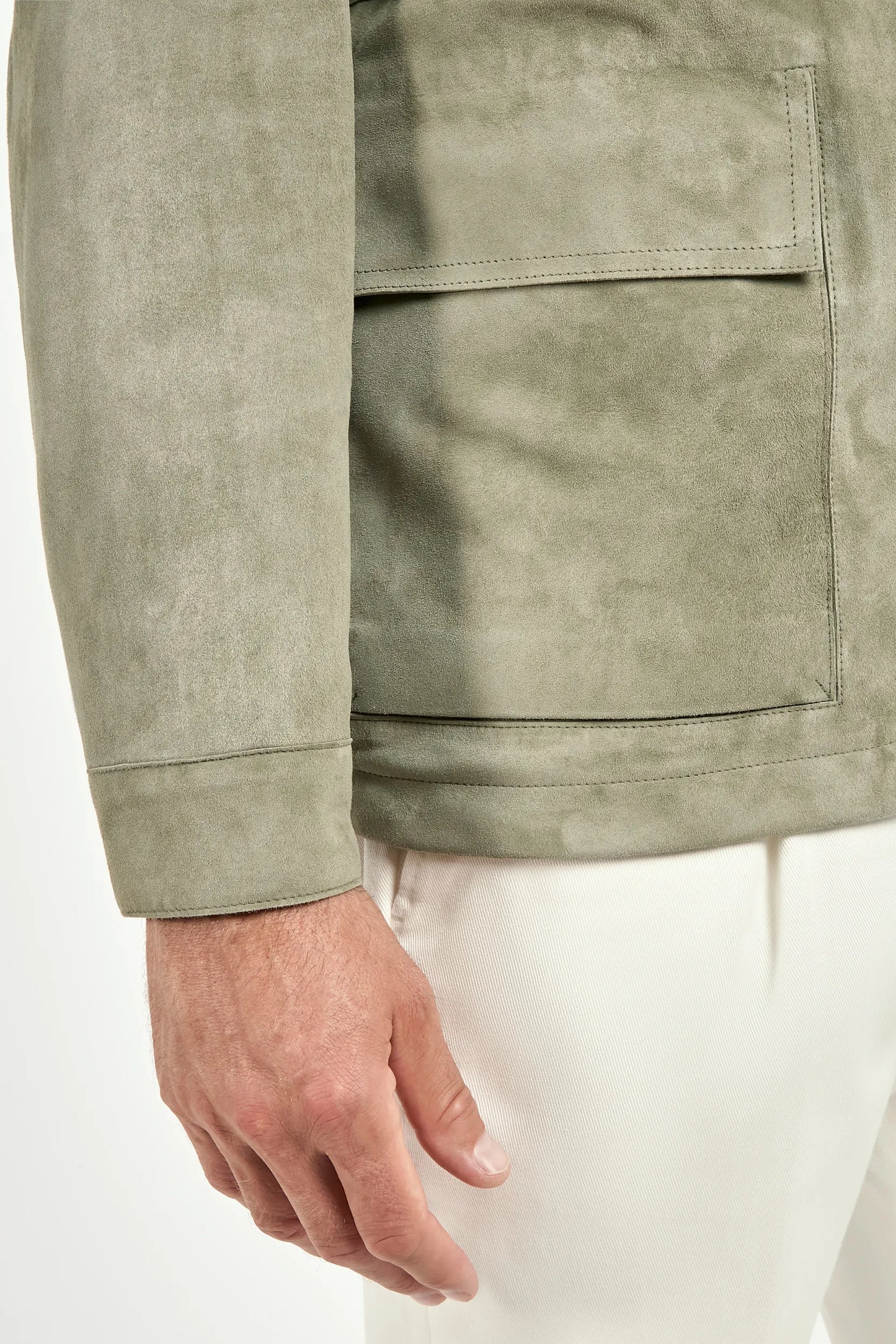 Sage suede jacket - Made in Italy