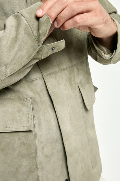 Sage suede jacket - Made in Italy
