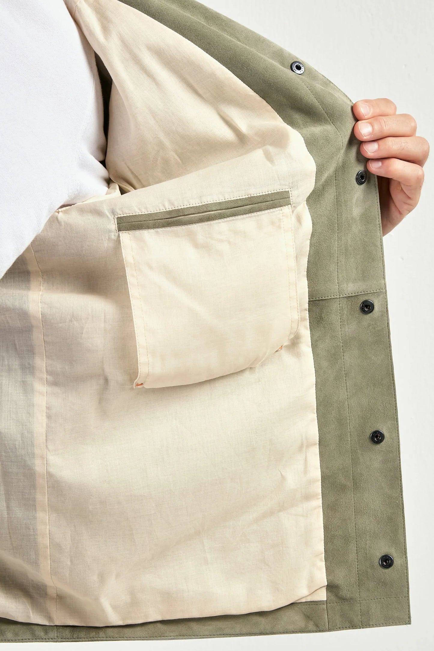 Sage suede jacket - Made in Italy