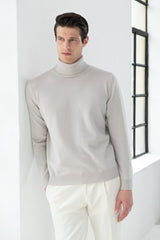 Sand cashmere turtleneck - Made in italy