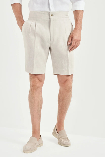 Sand linen relaxed shorts - Made in Italy