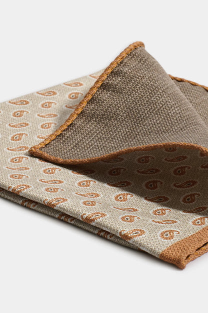 Sand paisley pocket square - Made in Italy