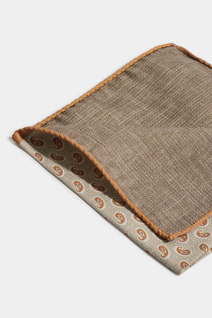 Sand paisley pocket square - Made in Italy