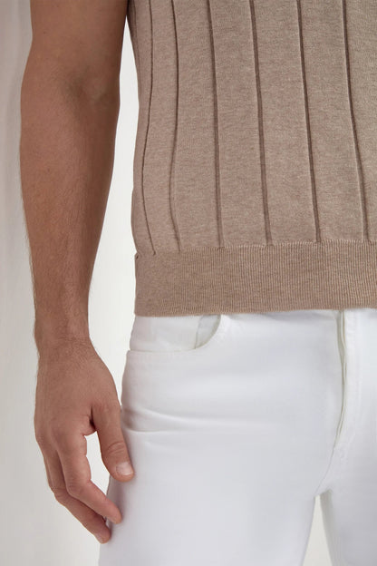 Taupe ribbed t-shirt - Made in Italy