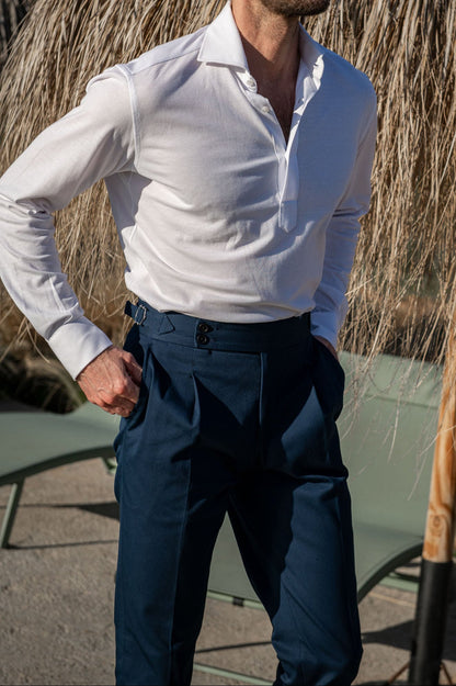 White jersey popover shirt - Made in Italy